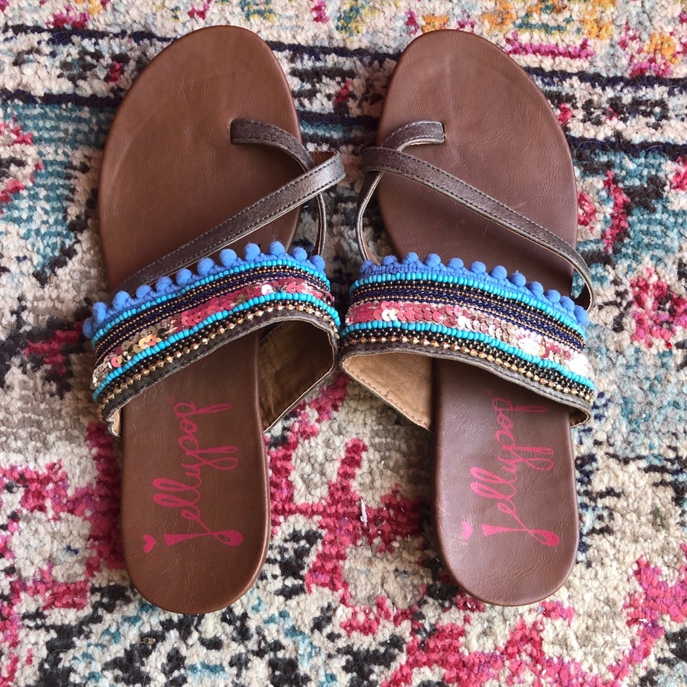 Sandals with blue & gold details